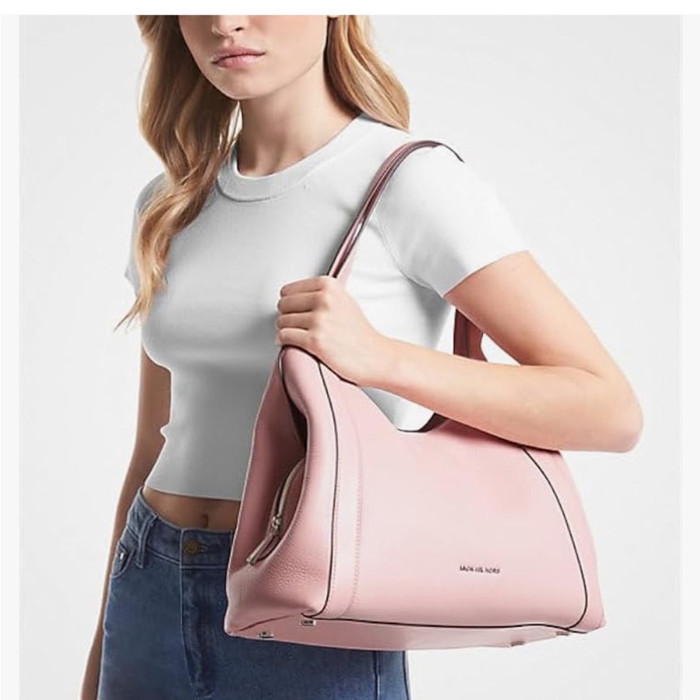 MICHAEL Michael Kors Rosemary Large Hobo Shoulder Bag Tote Pink Leather - Picture 3 of 7